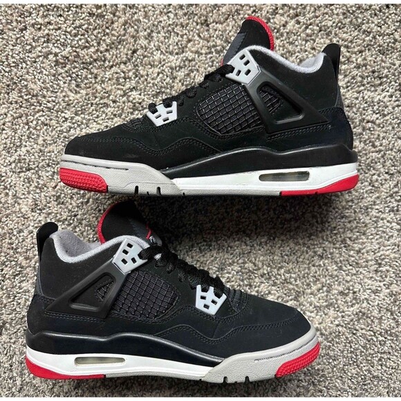 Nike Air Jordan 4 Retro Bred Size 4 Youth (Size 5.5 Women's) - Picture 2 of 7